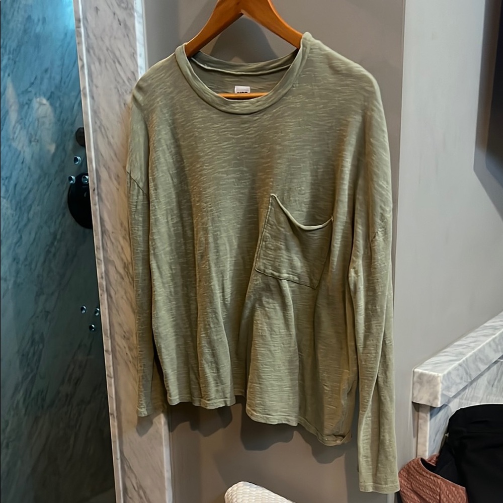 Olive Long Sleeve Top with Pocket